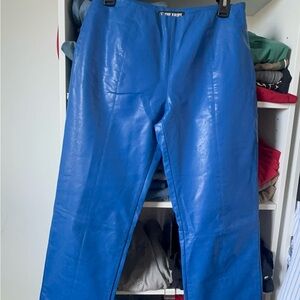 The KRIPT Blue Leather Straight Leg Women's Pants
